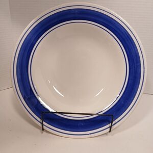 Banana Republic Blue and White Hand Painted Charger Plate/ Bowl Made In Italy